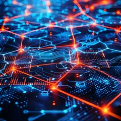Fototapeta premium Vibrant Network of Digital Connections Illustrating Advanced Data Communication
