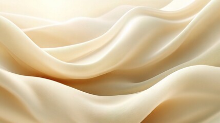 Fototapeta premium Golden Silk Cascades: Luxurious ivory silk drapes in soft, flowing folds, capturing the elegance of the fabric.