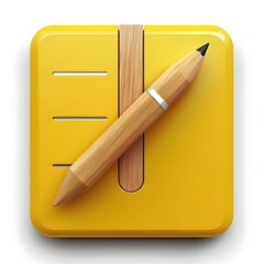 notebook and pencil on white background,