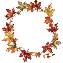 Fototapeta premium Maple leaf floral frame wreath frame illustration