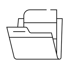 folder with digital file line icon vector. folder with digital file sign. isolated contour symbol black illustration