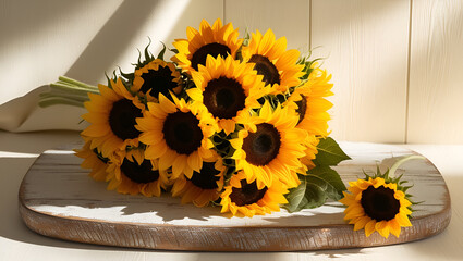 Title: A still life composition featuring a bouquet of bright flowers.

