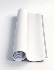 Minimalist Mock-Up of a Yoga Mat with a Textured Surface and Subtle Branding on a Plain White Background, Featuring Ample Copy Space for Custom Designs or Logos