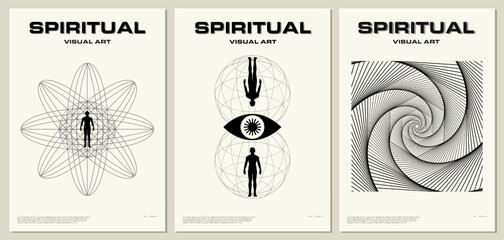 Minimalist spiritual art posters with abstract geometry, line art, and geometric patterns. Ideal for modern decor, meditation spaces, and digital use.