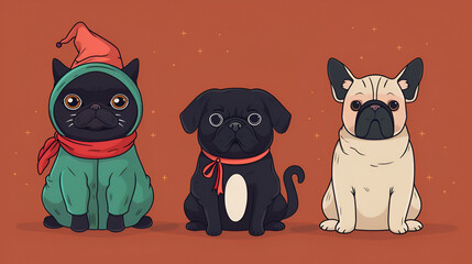 Fototapeta premium Halloween Pet Costumes cartoon, generative ai