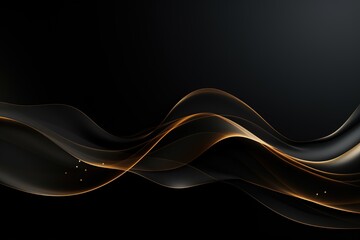 Abstract black and gold wave background with copy space.
