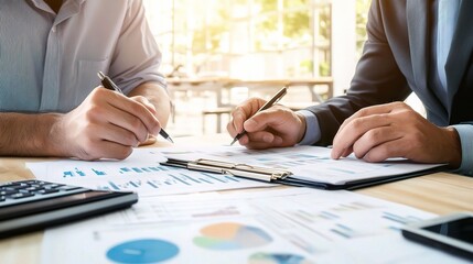 Young accountant discussing a financial plan, copy space