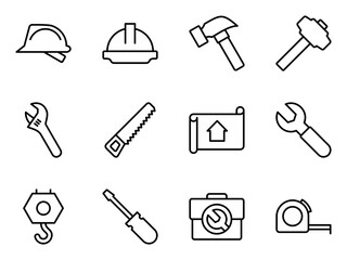 construction tools icon symbol vector template collection