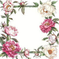 Obraz premium Peony floral frame illustration