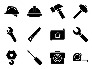 Fototapeta premium construction tools icon symbol vector template collection