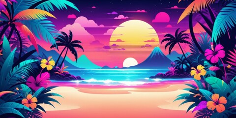 Vibrant Tropical Leaves Gradient Background with Depth and Energ