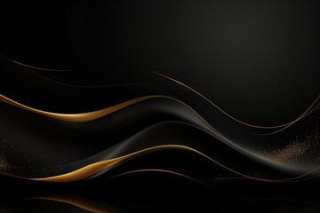 Abstract black and gold wave background with glitter.