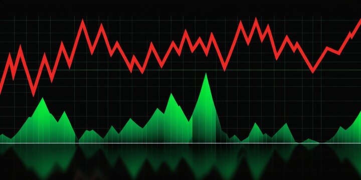 Downward Trend Computer Screen with Red Line Graph, Buttons, and