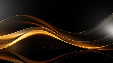 Abstract background with golden curves on a black backdrop.