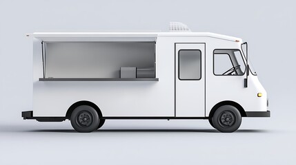 White Food Truck with Open Serving Window