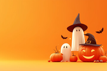 3d Halloween background, Halloween theme background, cute Halloween theme