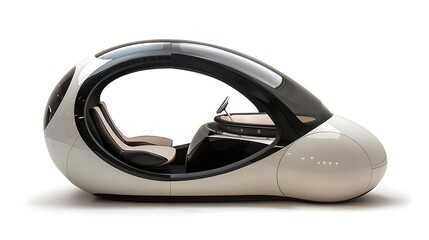 Fototapeta premium A futuristic personal transport pod on a white background, showcasing innovative individual mobility solutions.