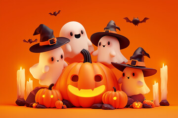 3d Halloween background, Halloween theme background, cute Halloween theme