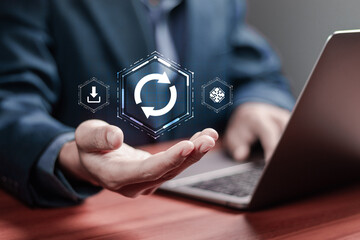 Developer updates software using AI technology, Software updates or operating system upgrades to keep your device up to date with enhanced functionality in new versions.