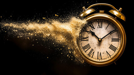 Disintegrating Clock Symbolizing Passage of Time