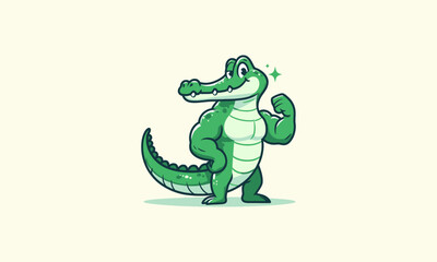Fototapeta premium character crocodile body builder vector illustration mascot design