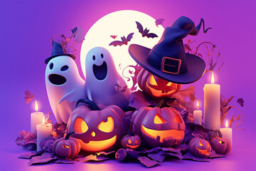 3d Halloween background, Halloween theme background, cute Halloween theme