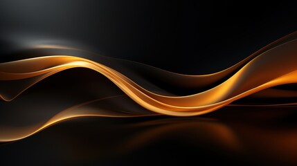Abstract background with golden wave on black.