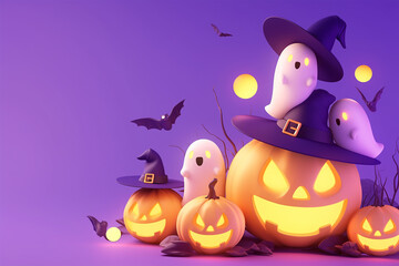 3d Halloween background, Halloween theme background, cute Halloween theme