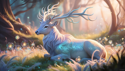 Title: Vibrant digital artwork of a mythical bheer, a majestic creature.

