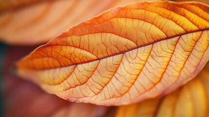 Macro background of colorful autumn dry leaf