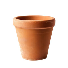 Plain terracotta flowerpot on a white background. Simple, classic design perfect for gardening, planting, and home decoration. PNG, Transparent, No Background
