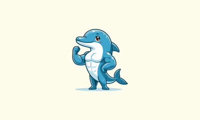 Obraz premium character dolphin body builder vector mascot design