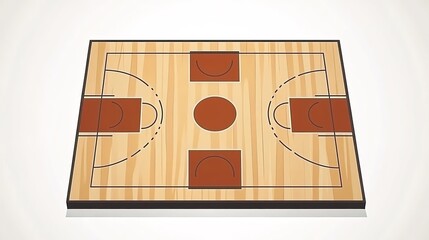 Stylized Minimalistic Outline of a Basketball Court: Clean and Modern Design
