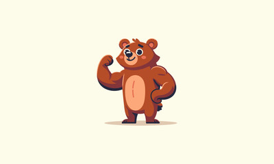 Obraz premium character cartoon bear body builder vector mascot design