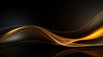 Abstract background with golden waves on black.
