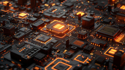 futuristic tech wallpaper featuring a detailed circuit board pattern with interconnected pathways, glowing chips, and intricate circuitry, technology background, computer motherboard 