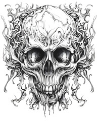 Skull and Tribal Patterns frame illustration