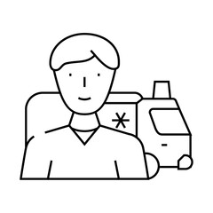 ambulance medical worker line icon vector. ambulance medical worker sign. isolated contour symbol black illustration