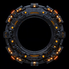 Spaceship control panel frame wreath frame illustration