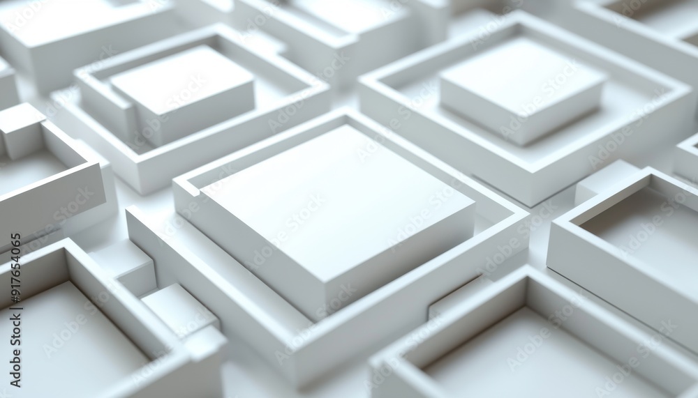 Poster abstract composition of white geometric shapes, creating a subtle yet modern background for design p