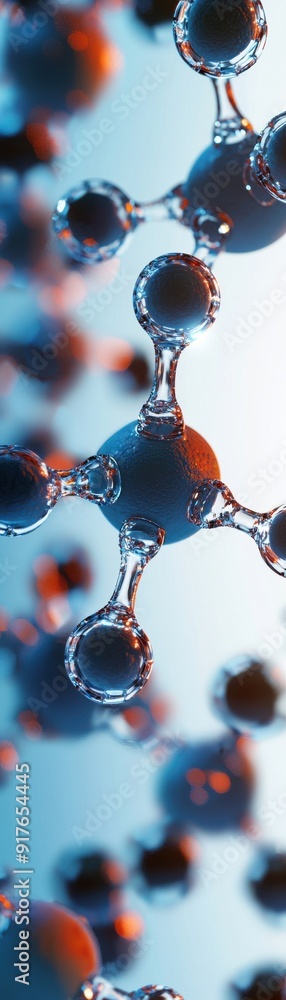 Poster abstract molecular structure with vibrant colors, highlighting the intricate connection of atoms. pe
