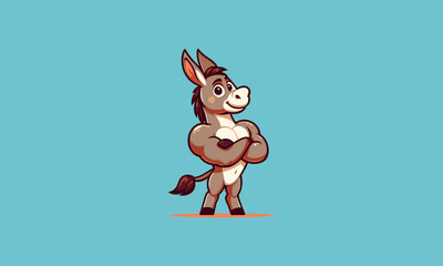 character cartoon donkey body builder vector mascot design