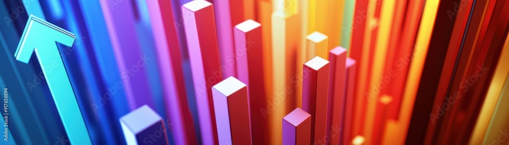 Poster vibrant abstract background featuring colorful bars and arrows symbolizing growth and progress in a 