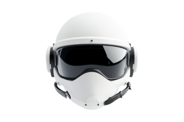 White Pilot Helmet with Visor and Microphone