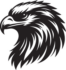 Flying Eagle bird head Silhouette isolated on white background Minimalist Eagle vector shape