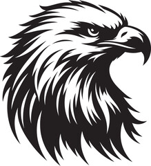 Flying Eagle bird head Silhouette isolated on white background Minimalist Eagle vector shape