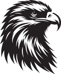 Flying Eagle bird head Silhouette isolated on white background Minimalist Eagle vector shape