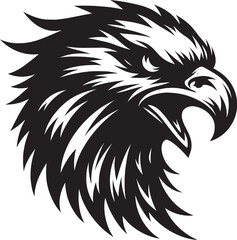 Flying Eagle bird head Silhouette isolated on white background Minimalist Eagle vector shape
