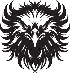 Flying Eagle bird head Silhouette isolated on white background Minimalist Eagle vector shape
