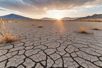 Parched earth cracked by drought, a barren canvas painted with nature's despair